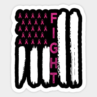 'Breast Cancer USA Flag' Cool Breast Cancer Gift Sticker